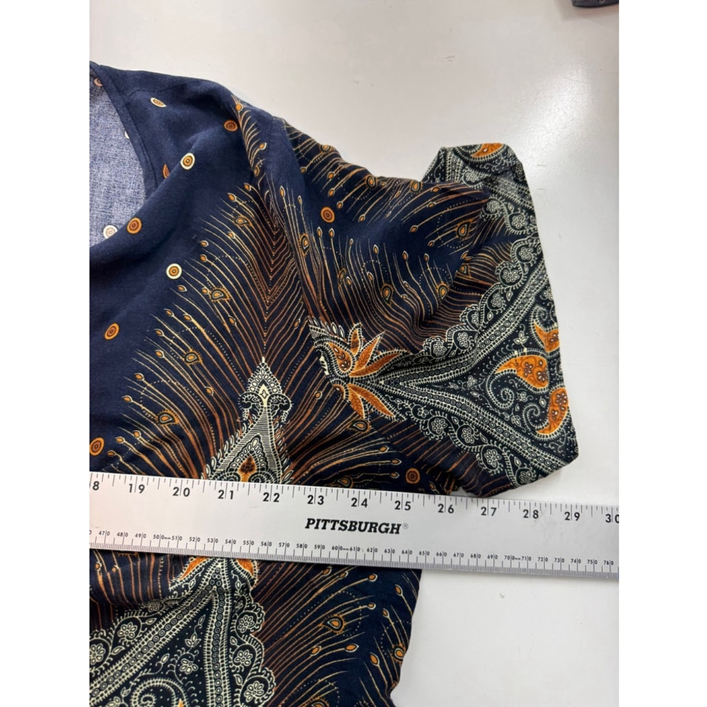 BloomChic Wrap Dress Size 26 Blue Paisley Artsy Art To Wear Boho Bohemian Resort - Picture 7 of 10